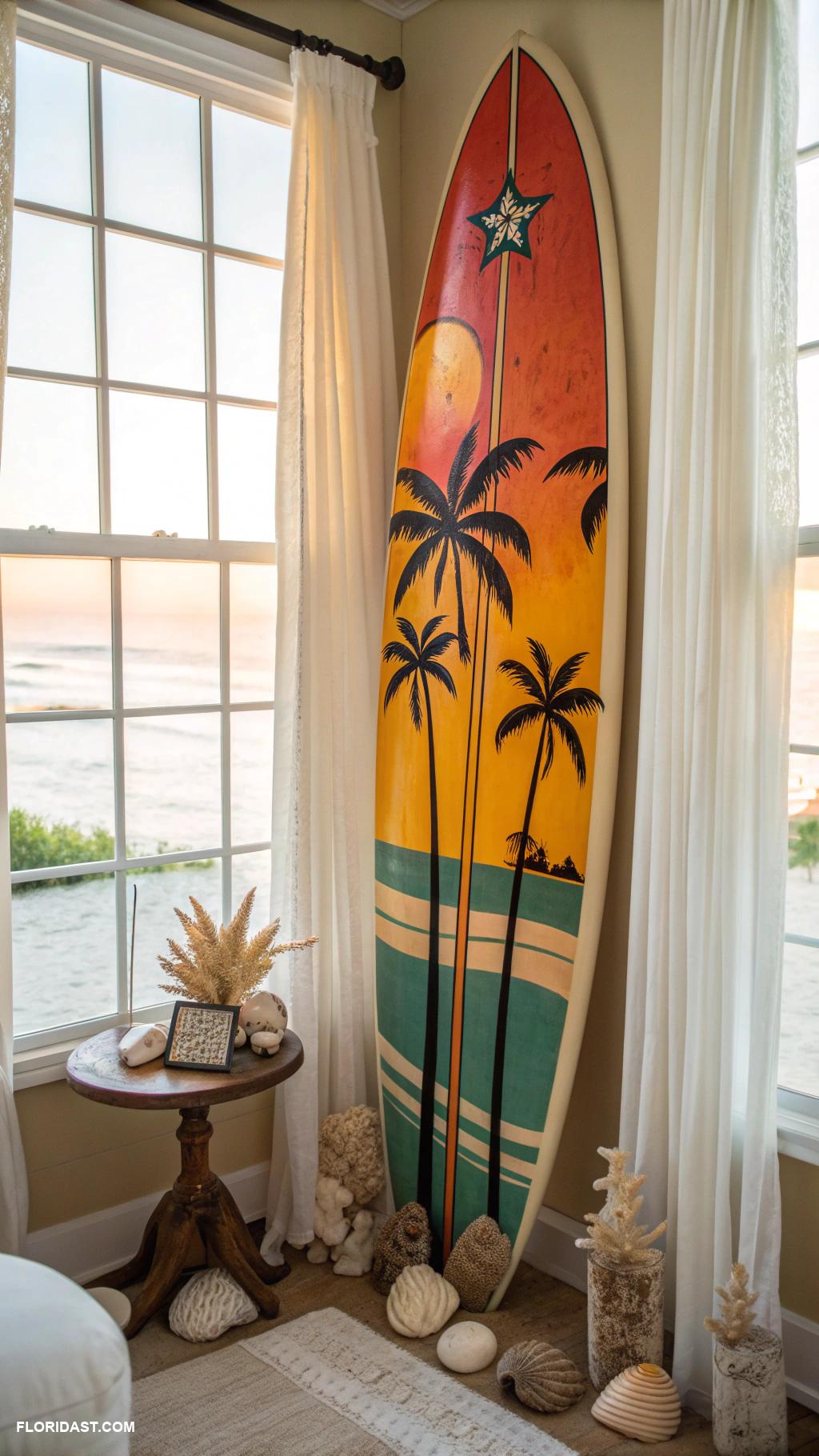 beach house decor ideas Vintage surfboards as unique wall decor