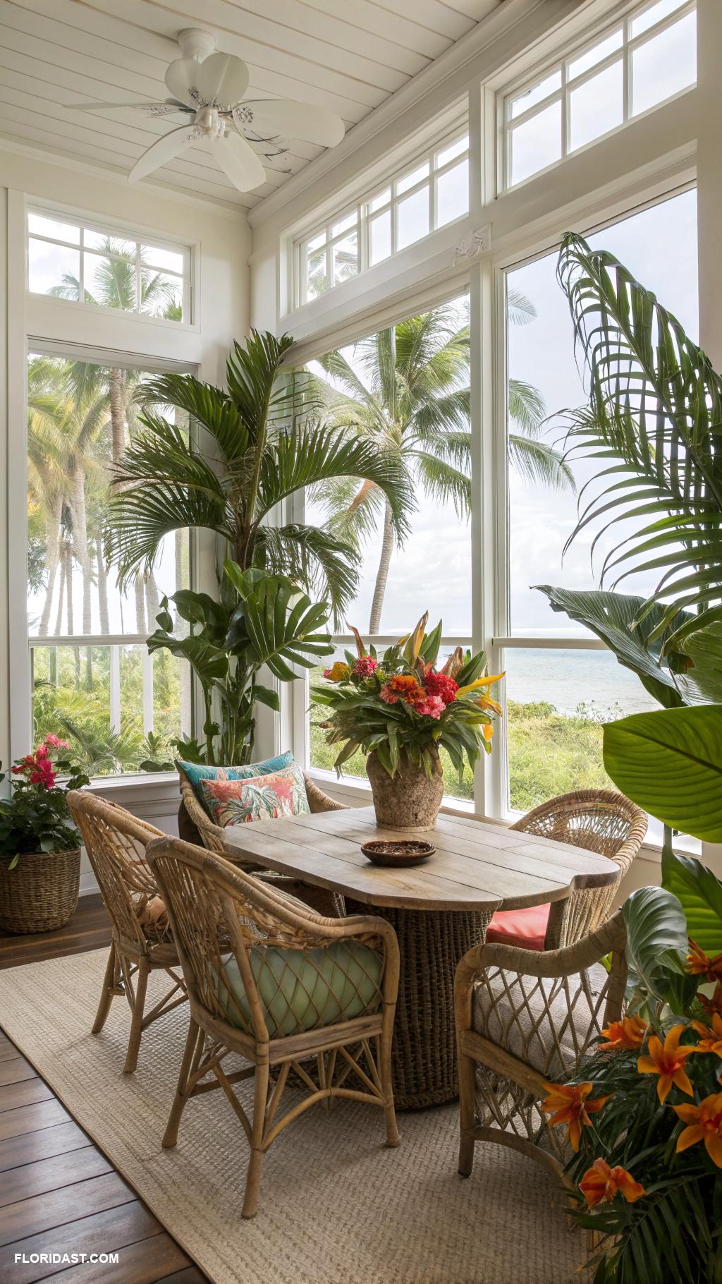 beach house dining room ideas Indoor plants for tropical ambiance