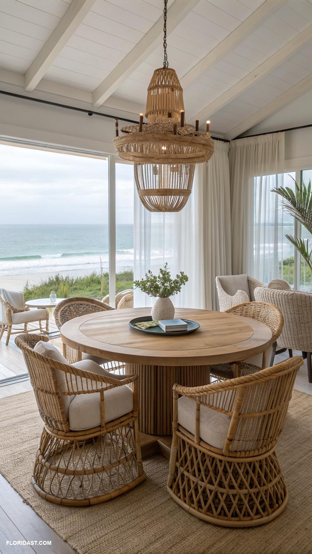 beach house dining room ideas Woven furniture for relaxed feel