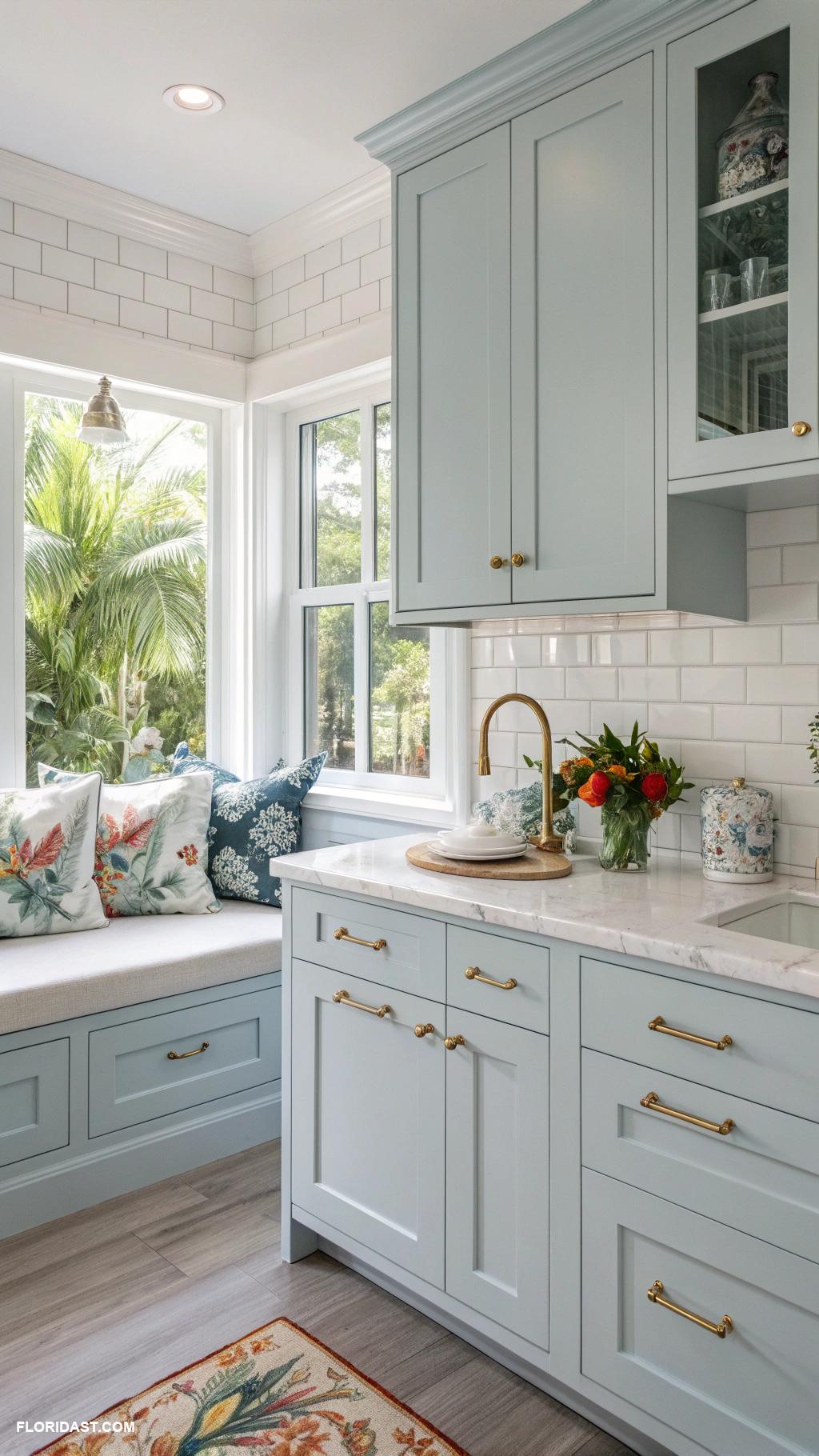 blue and white kitchens Shaker style cabinets in soft blue tone