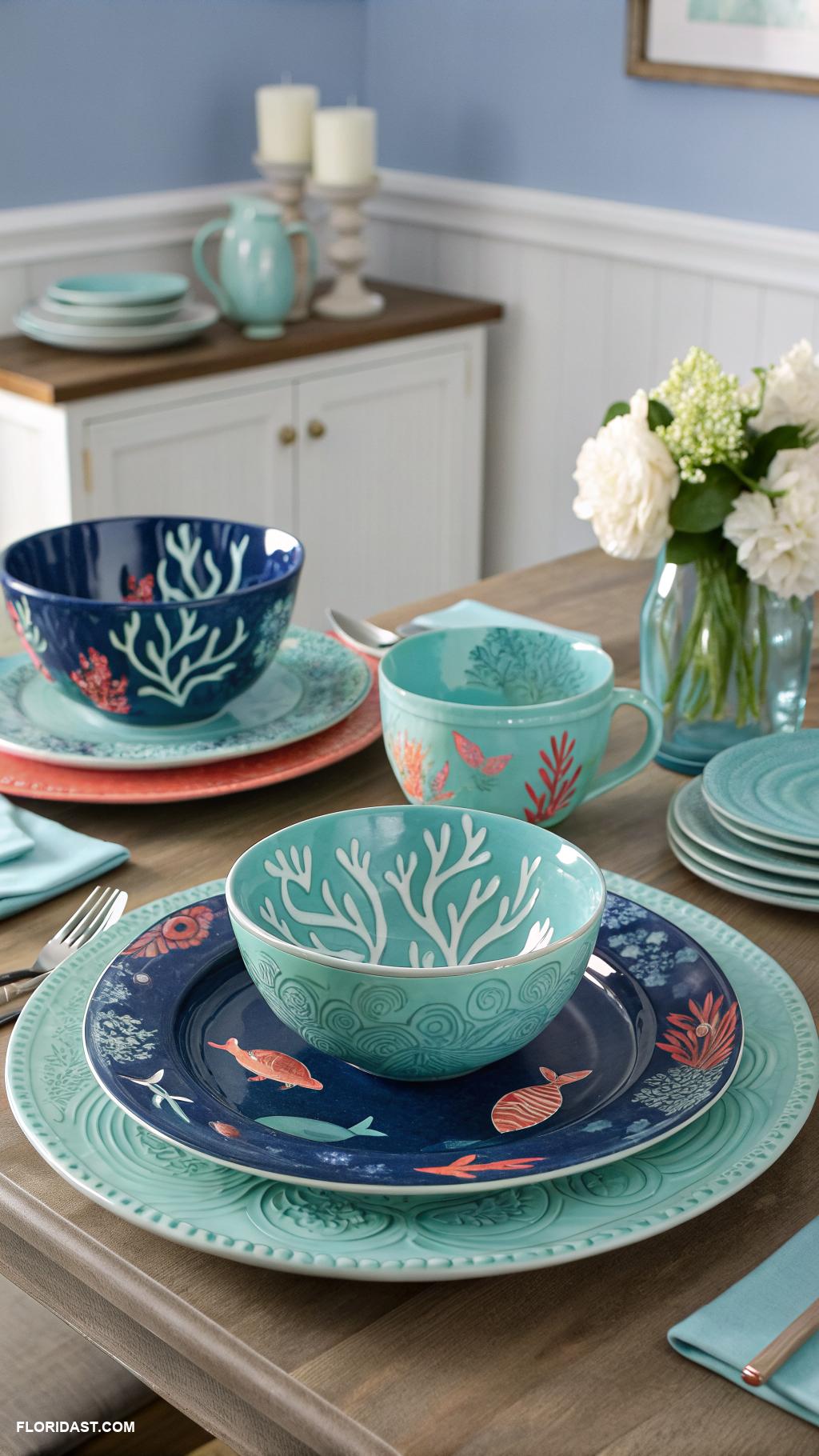 blue dining room ideas Hand painted ceramic dinnerware in ocean colors