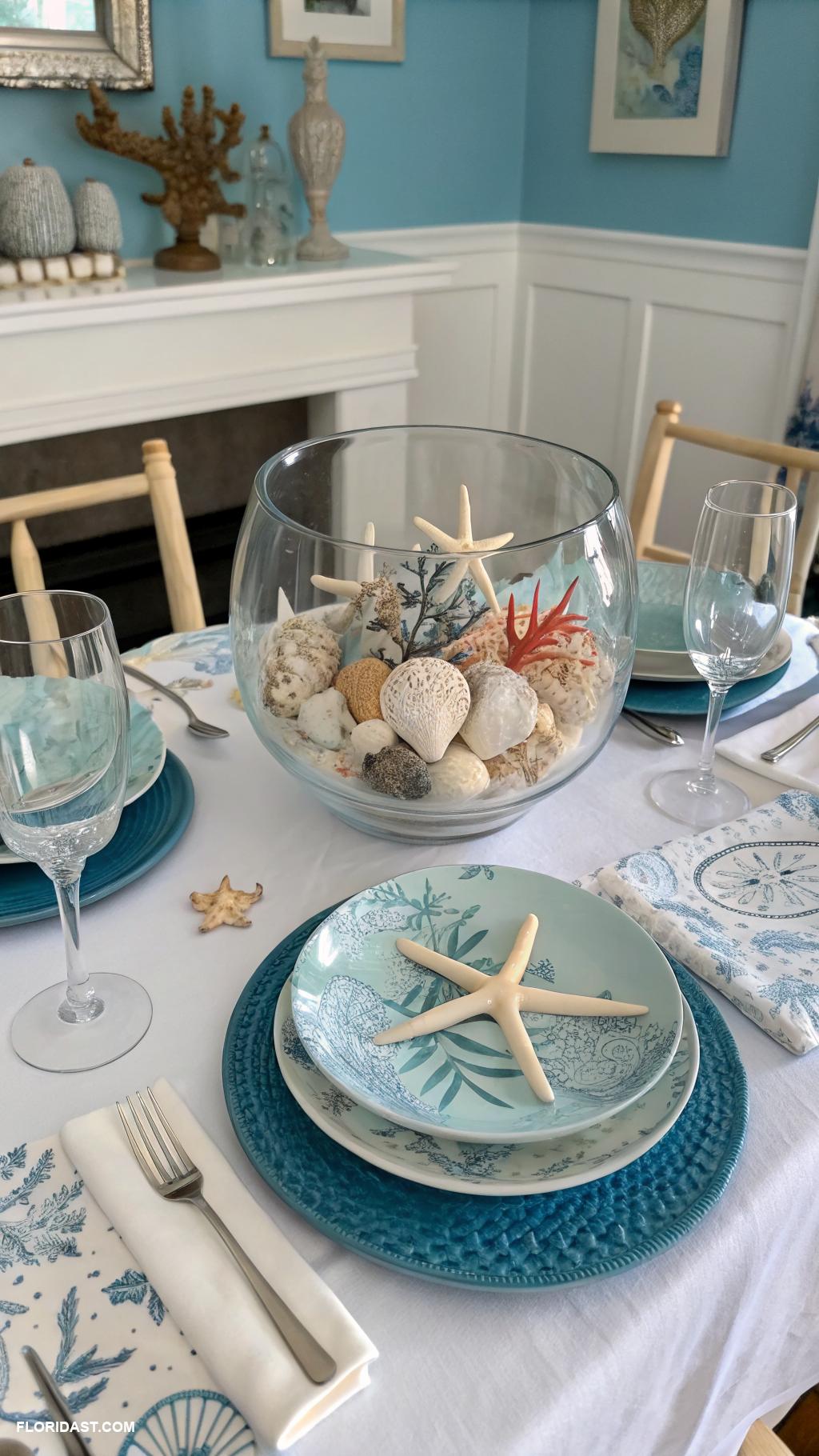 blue dining room ideas Nautical themed table settings