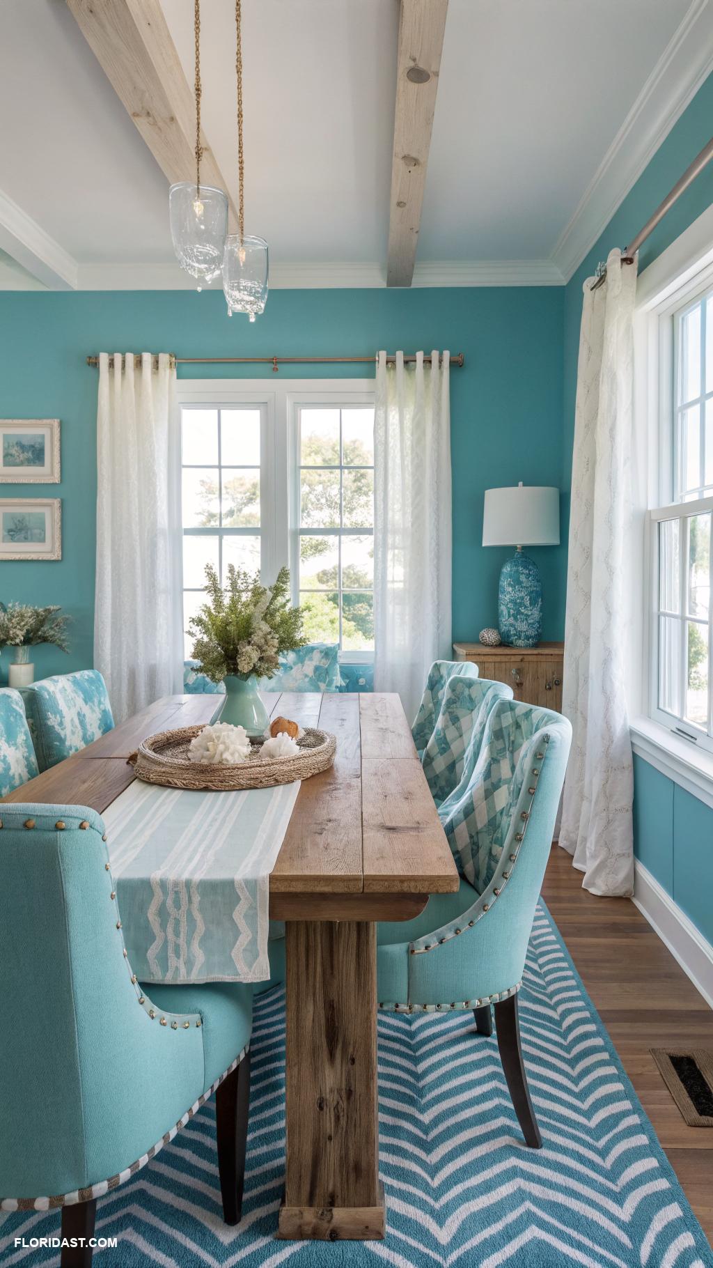 blue dining room ideas Teal accents with coastal decor