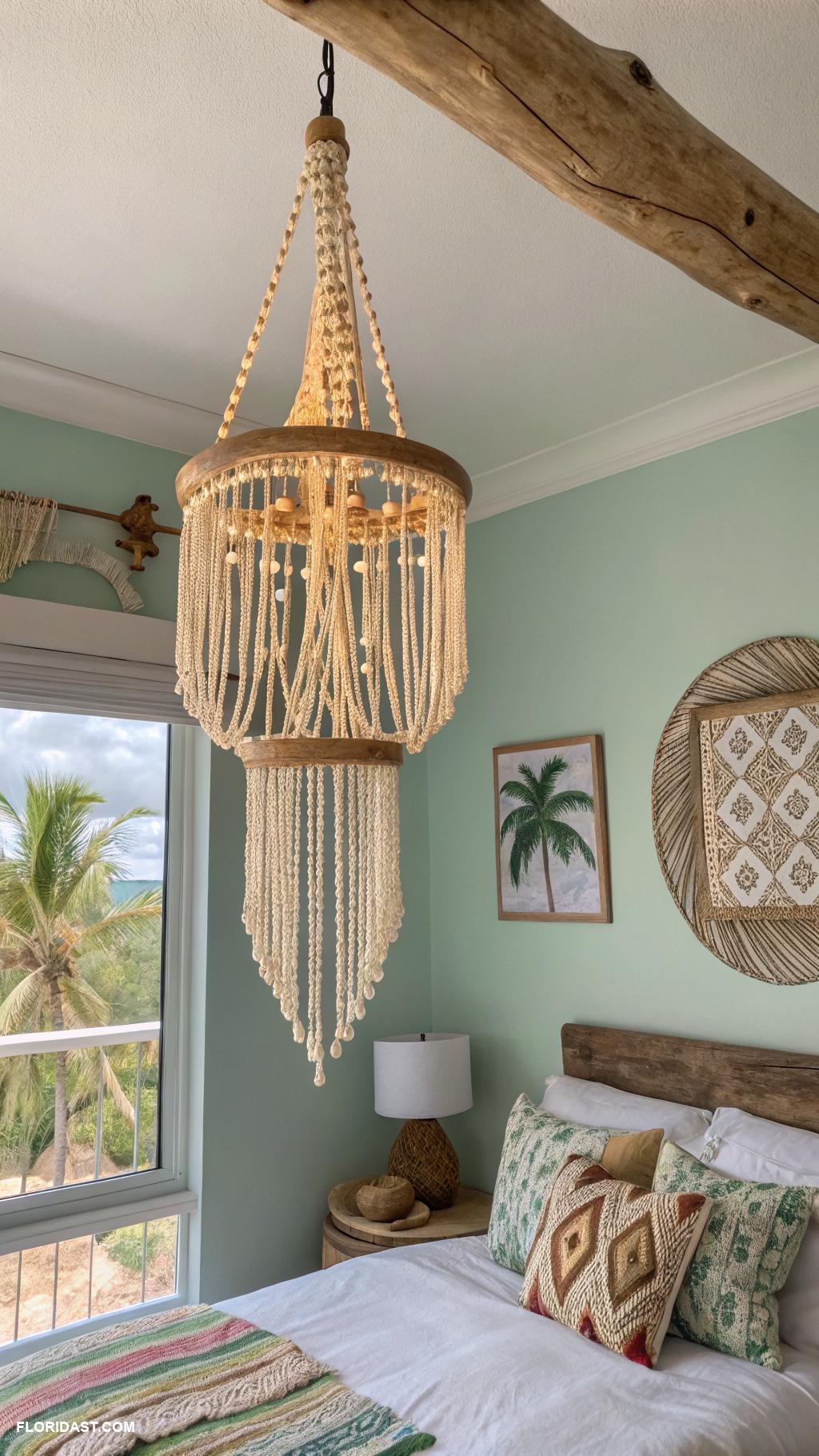 boho beachy bedroom ideas Beaded light fixtures for ambiance
