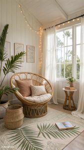 boho beachy bedroom ideas Rattan furniture for a natural touch