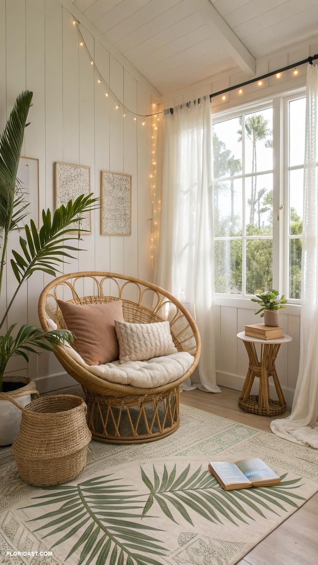 boho beachy bedroom ideas Rattan furniture for a natural touch