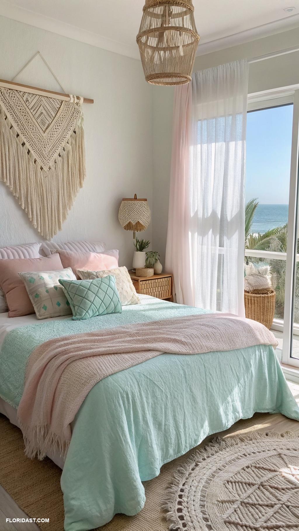 boho coastal bedroom ideas Choose soft pastel colors for a soothing atmosphere