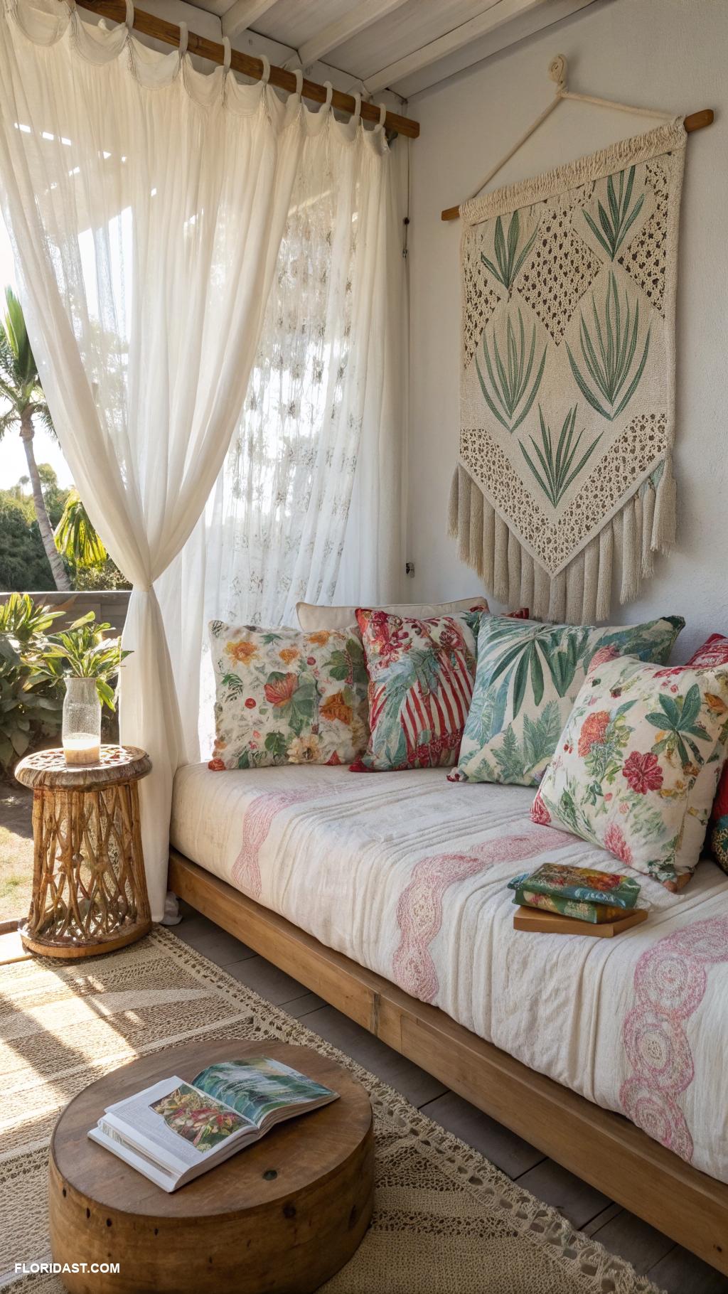 boho coastal bedroom ideas Create a cozy reading nook with cushions