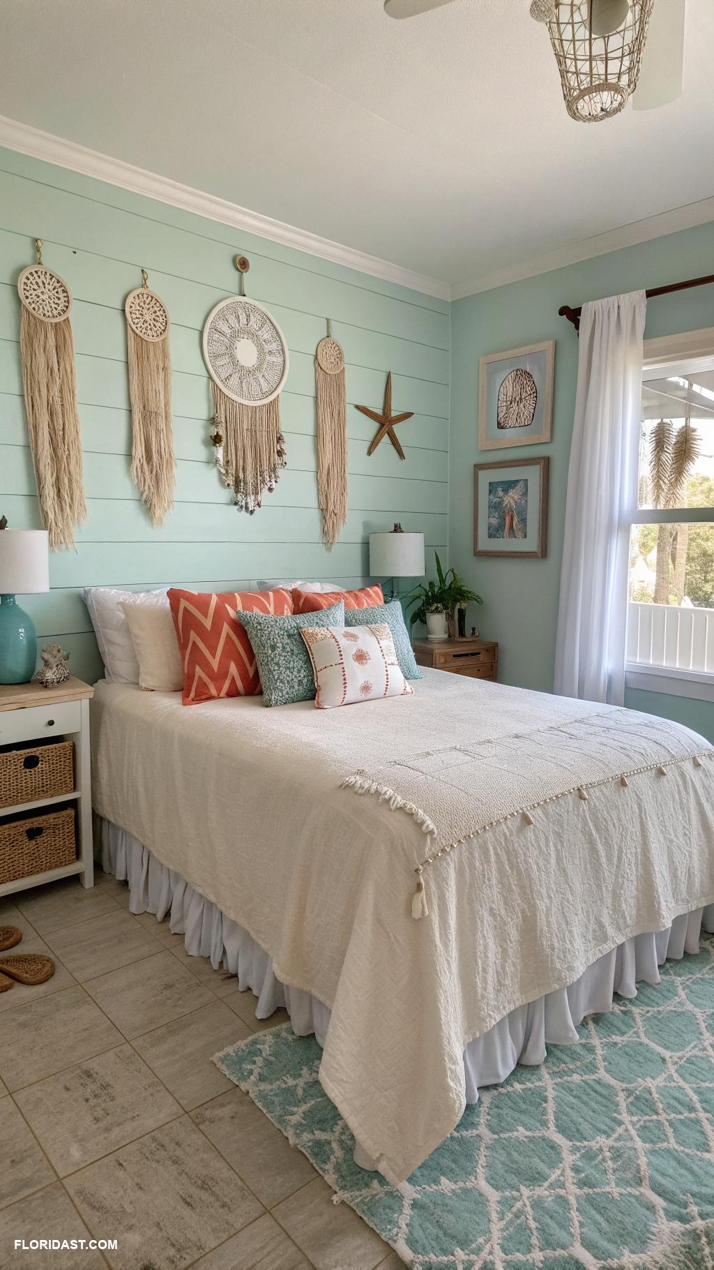 boho coastal bedroom ideas Incorporate sea glass decor for a coastal vibe
