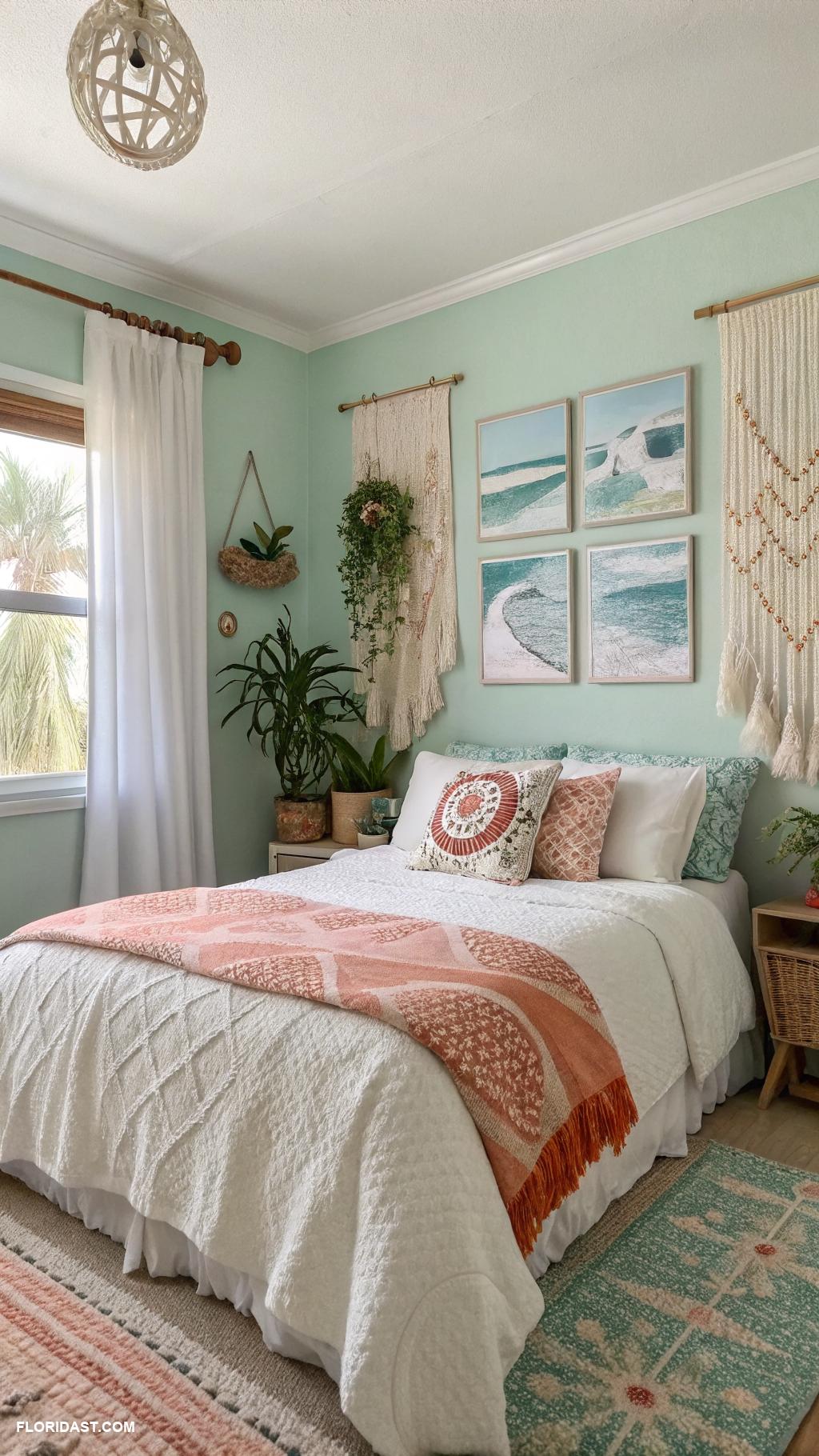 boho coastal bedroom ideas Opt for light airy curtains for natural light
