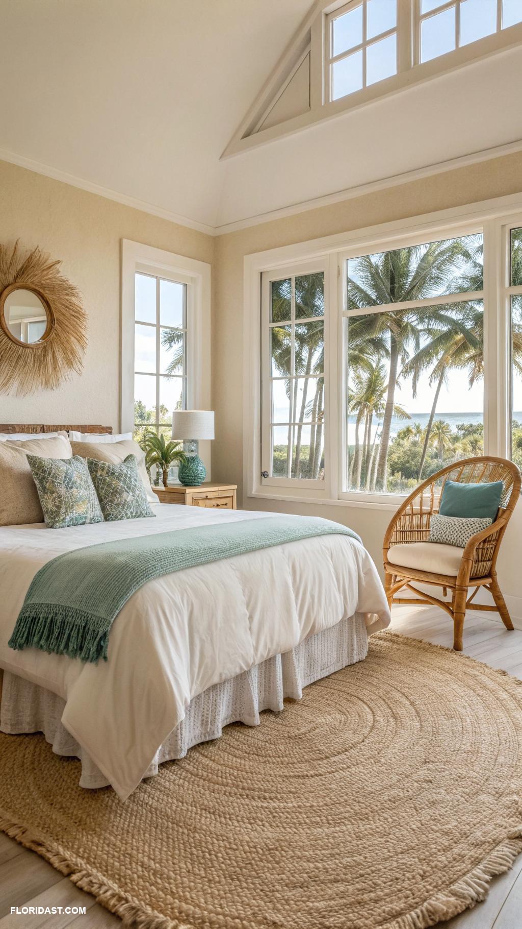 boho coastal bedroom ideas Use natural textures like jute and rattan