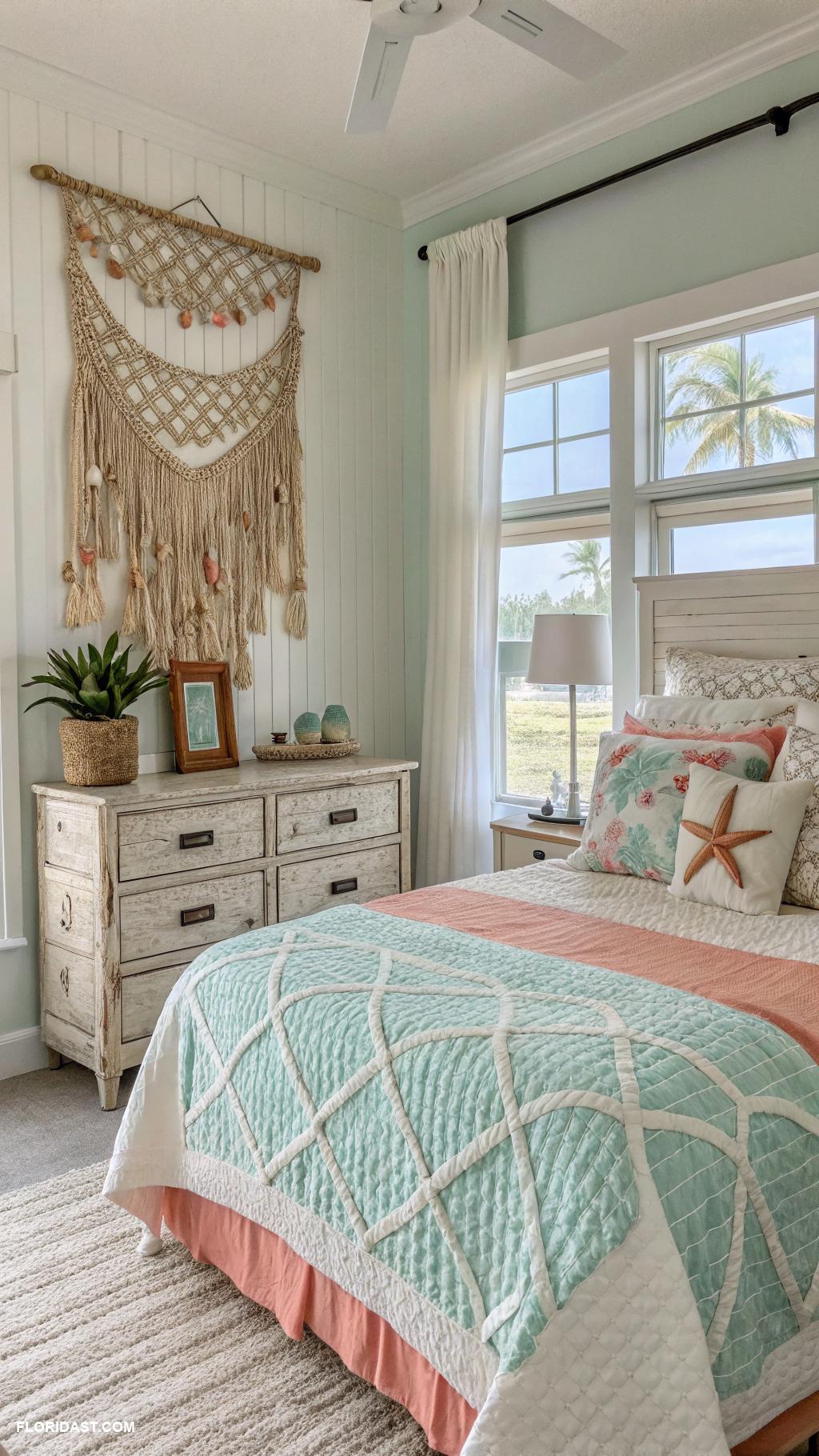 boho coastal bedroom ideas Use nautical themed prints for a beachfront feel