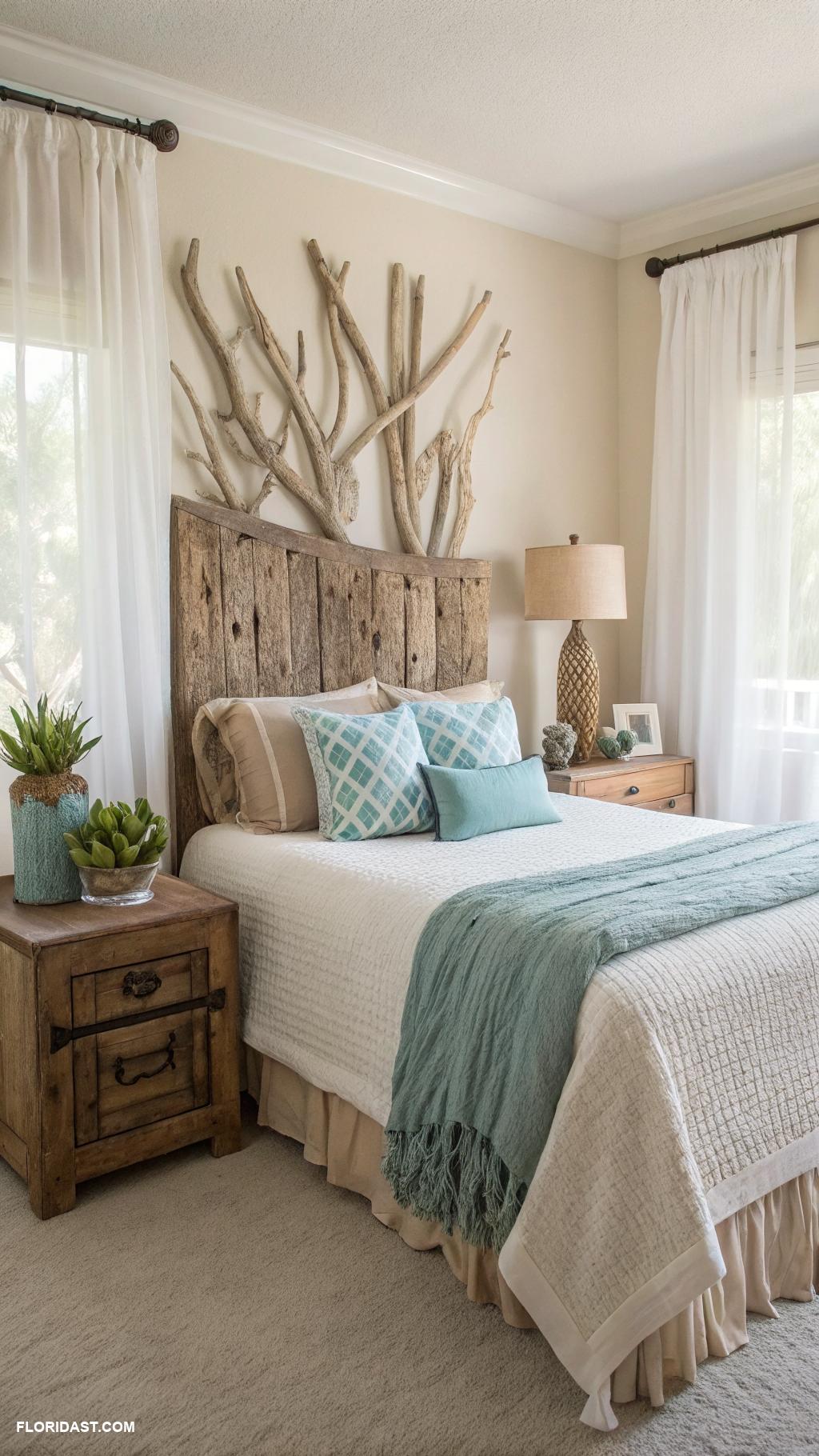boho coastal bedroom ideas Utilize driftwood accents in your design