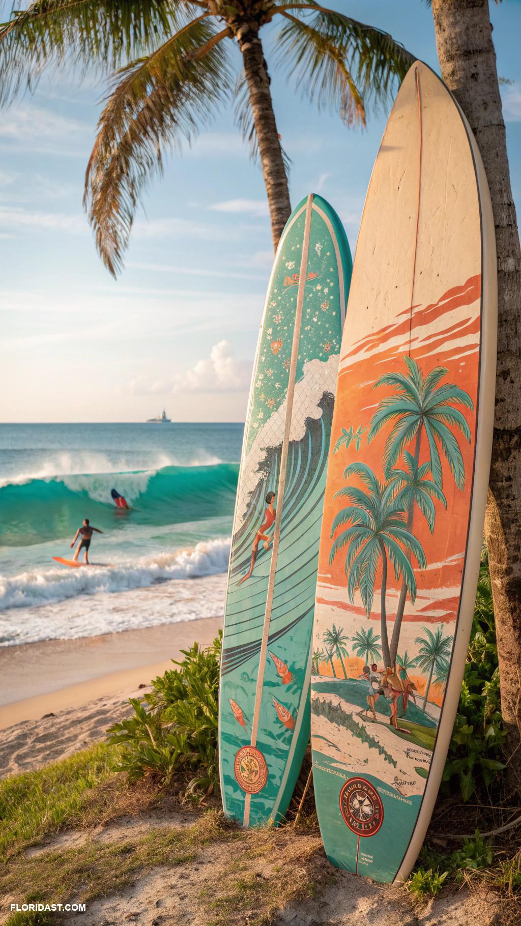 coastal boho bathroom ideas Vintage surf art to capture local culture