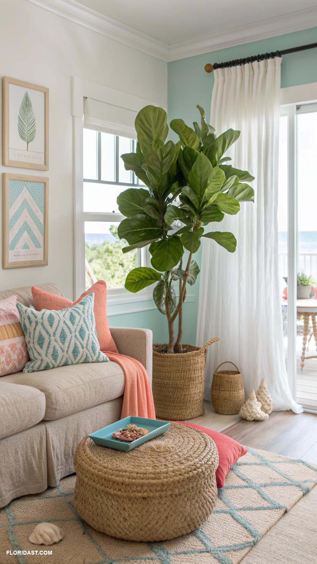 coastal boho living room ideas Indoor plants for a fresh coastal vibe