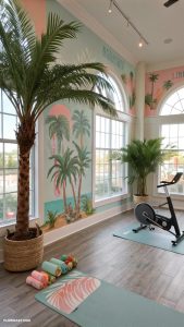coastal home workout studios Palm tree workout lounge in Orlando