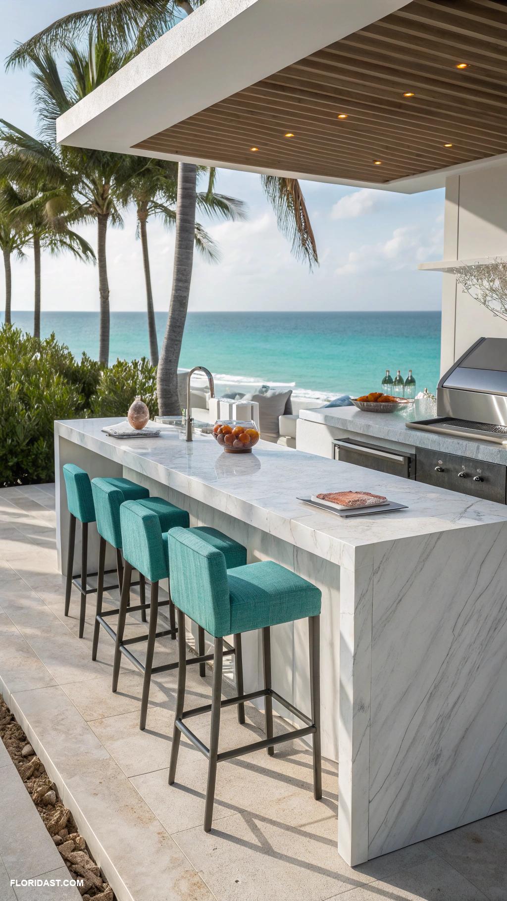 coastal outdoor kitchens Modern sleek outdoor bar