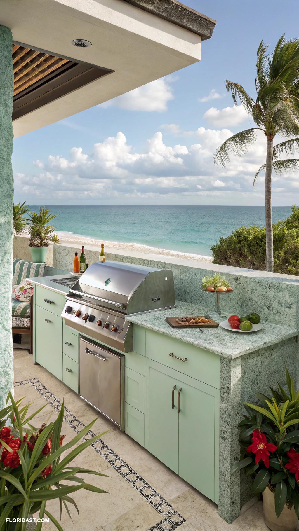 coastal outdoor kitchens Seaside barbecue grill station