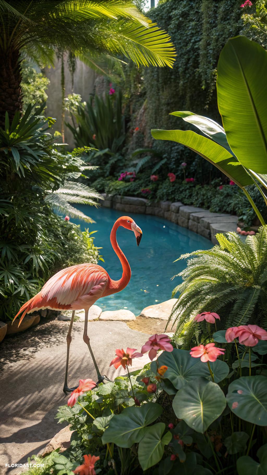 flamingo wallpaper ideas Flamingos in a lush botanical garden