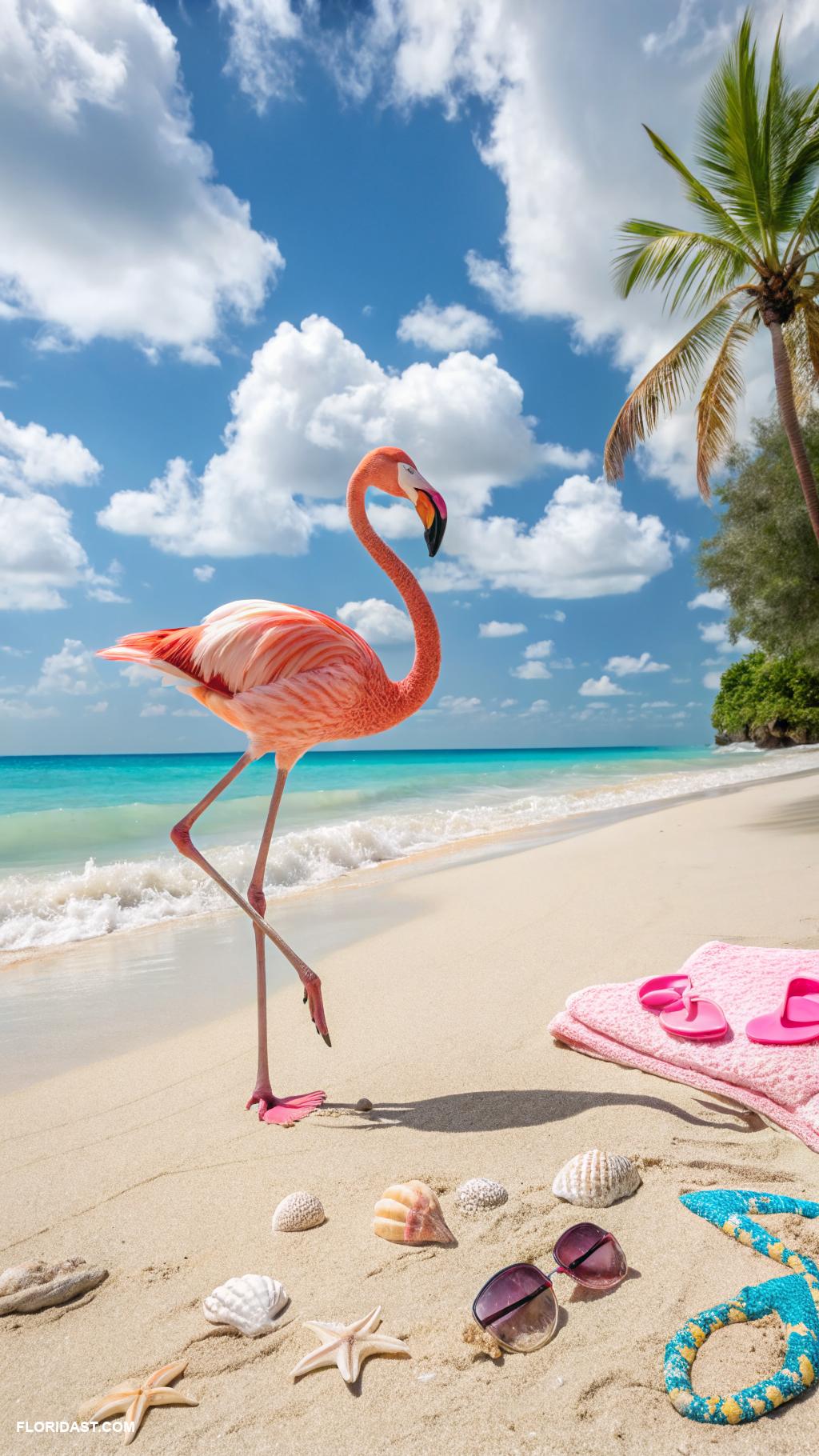 flamingo wallpaper ideas Playful flamingos on a sandy beach
