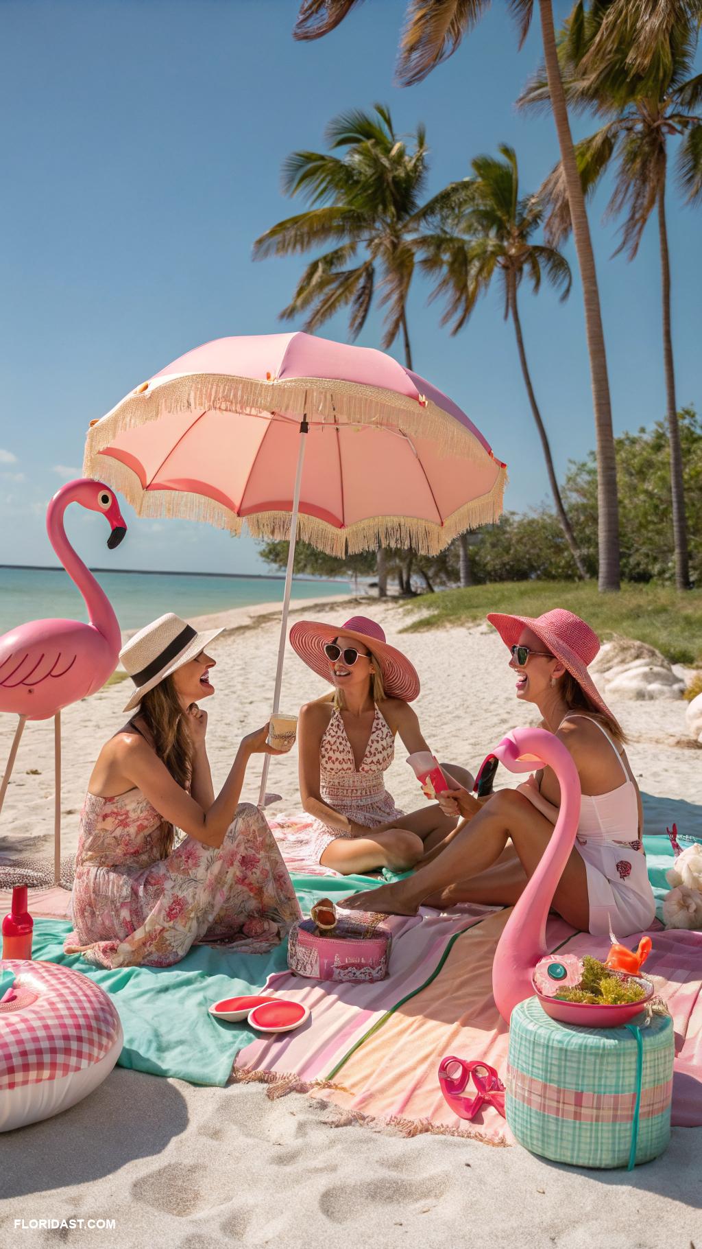 flamingo wallpaper ideas Vintage flamingo beach party scene