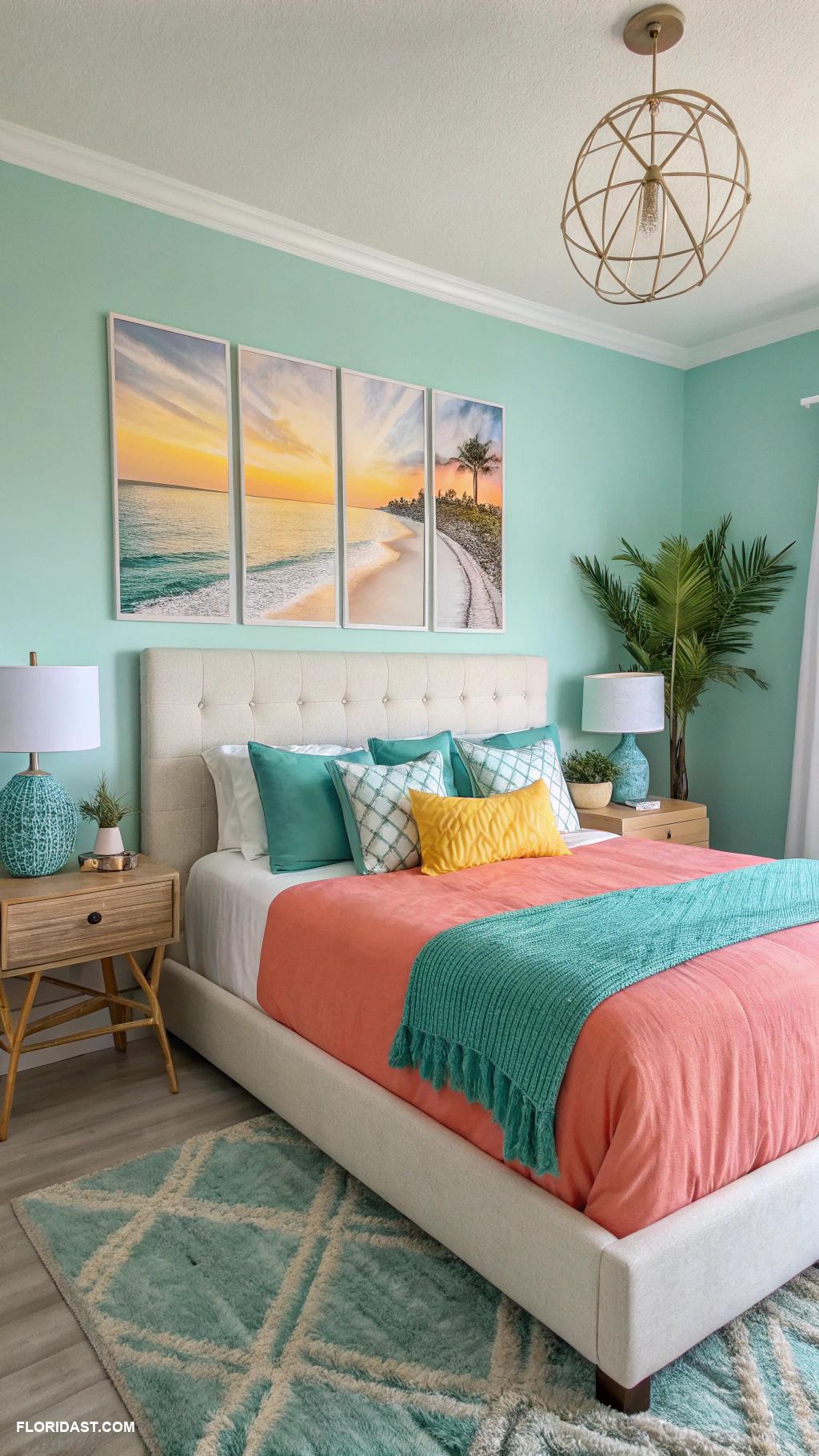 modern coastal bedrooms Bright colors with tropical accents
