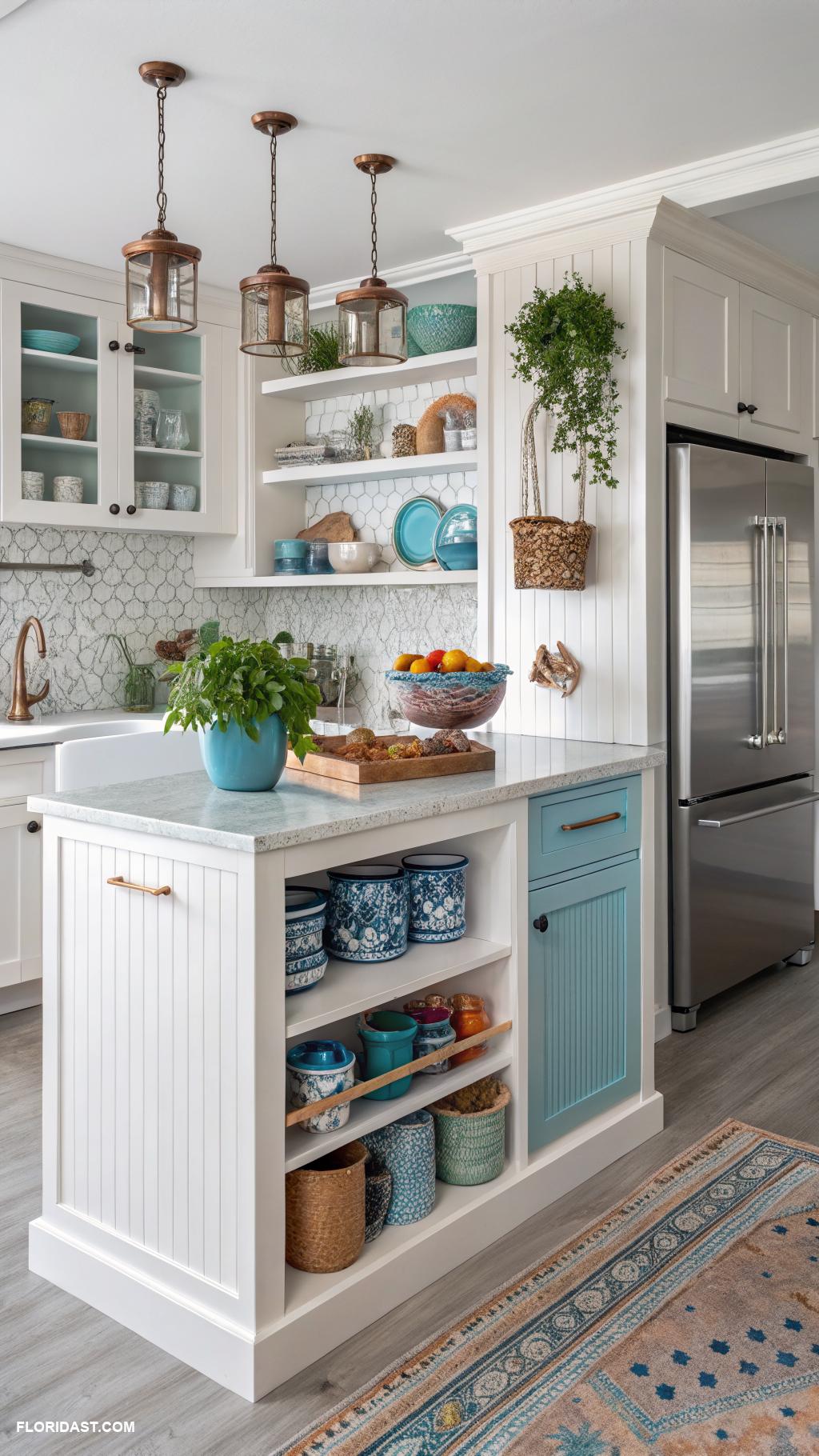 modern coastal kitchens Innovative storage solutions for small spaces