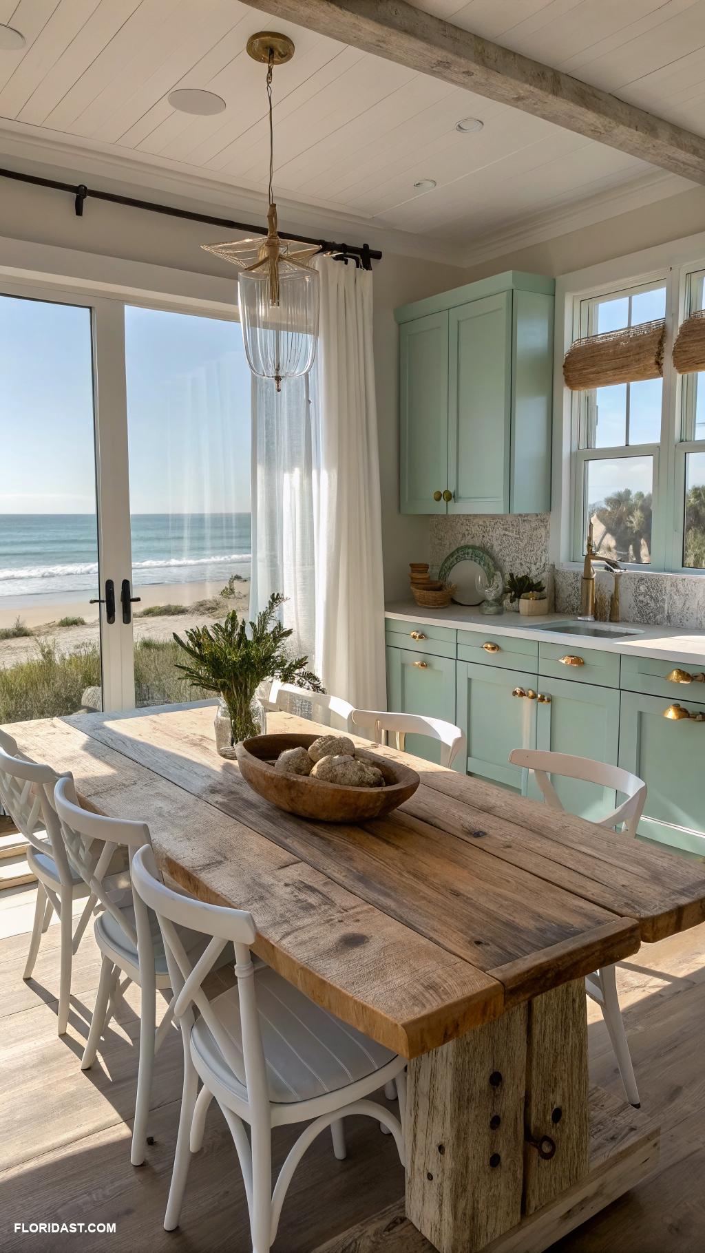 modern coastal kitchens Natural wood elements for a rustic touch