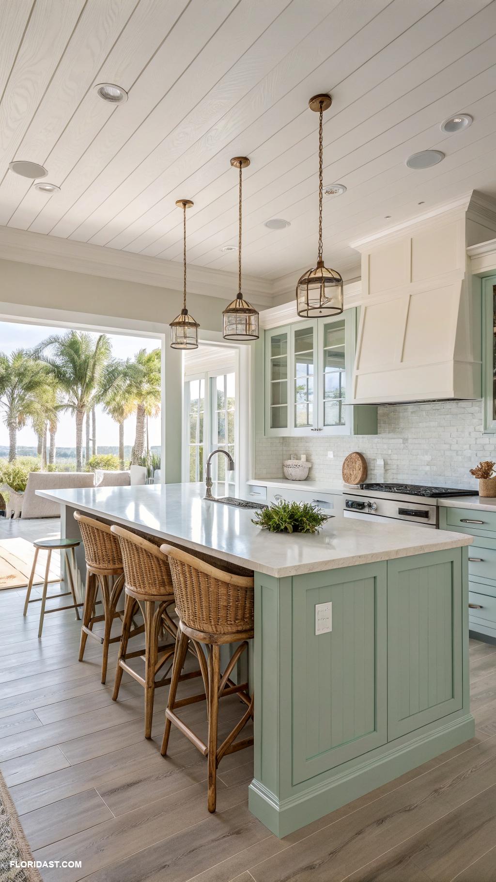 modern coastal kitchens Open concept with large island for gatherings