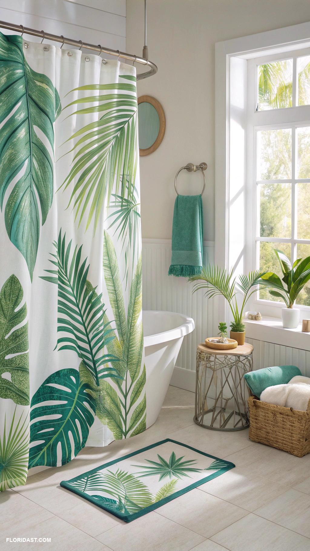 palm tree home decor ideas Palm print shower curtain for bathroom