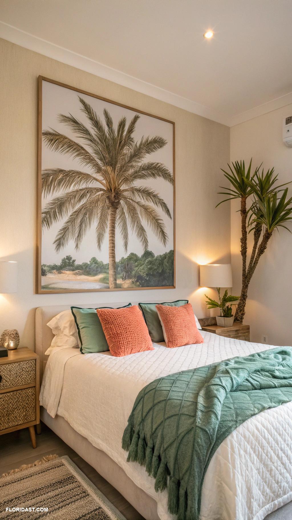 palm tree home decor ideas Tropical palm tree prints in bedroom