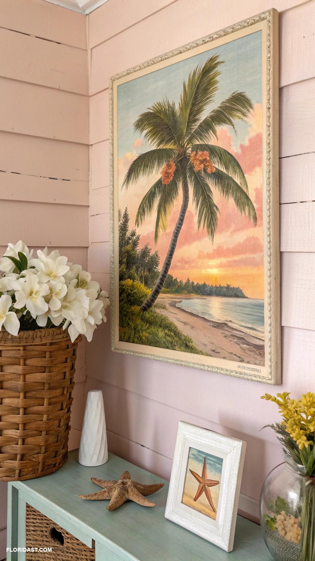 palm tree home decor ideas Vintage palm tree postcards as wall decor