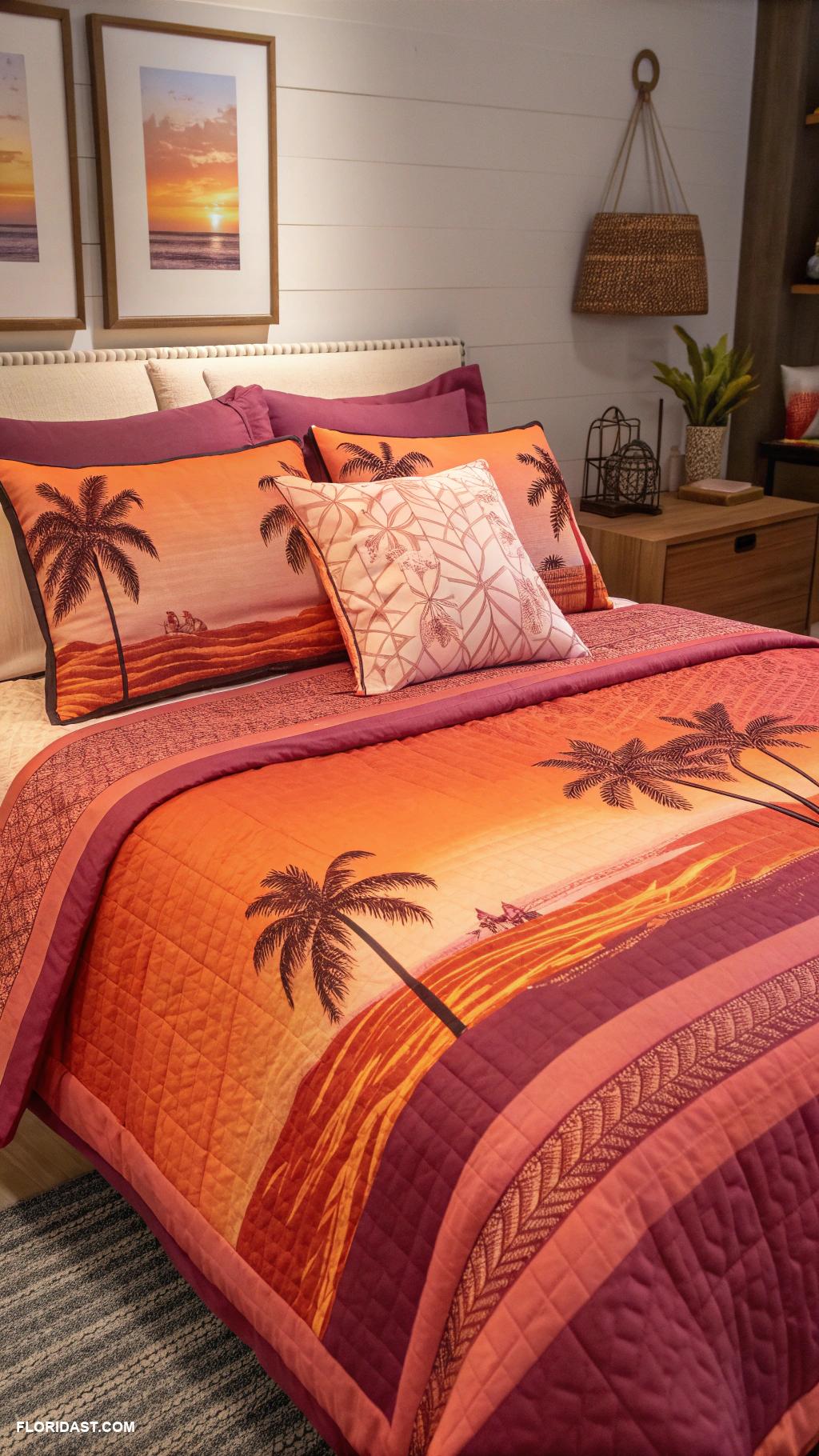 tropical bedding ideas Beach sunset hues in bedspreads