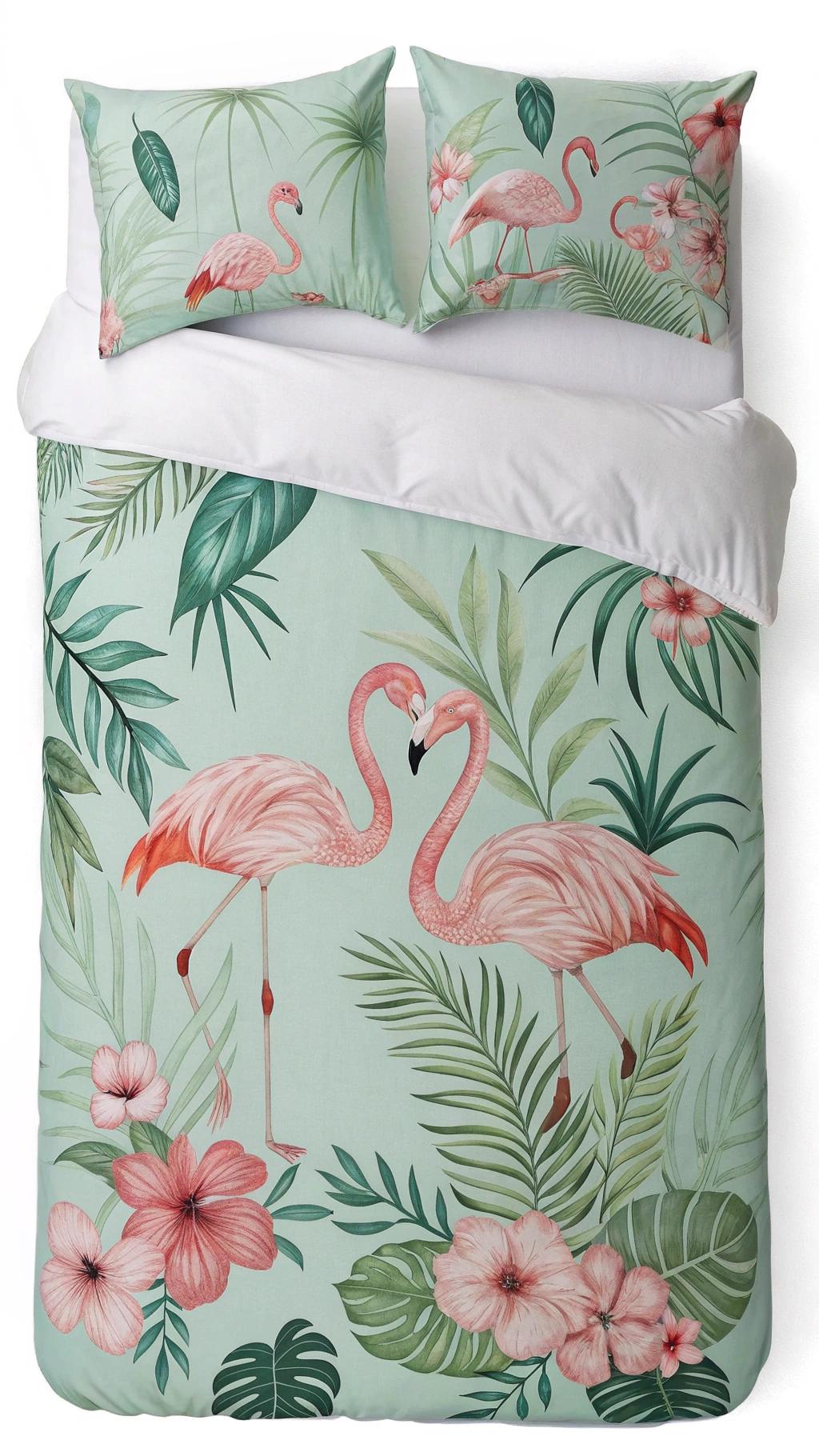 tropical bedding ideas Retro flamingo decor on duvet covers