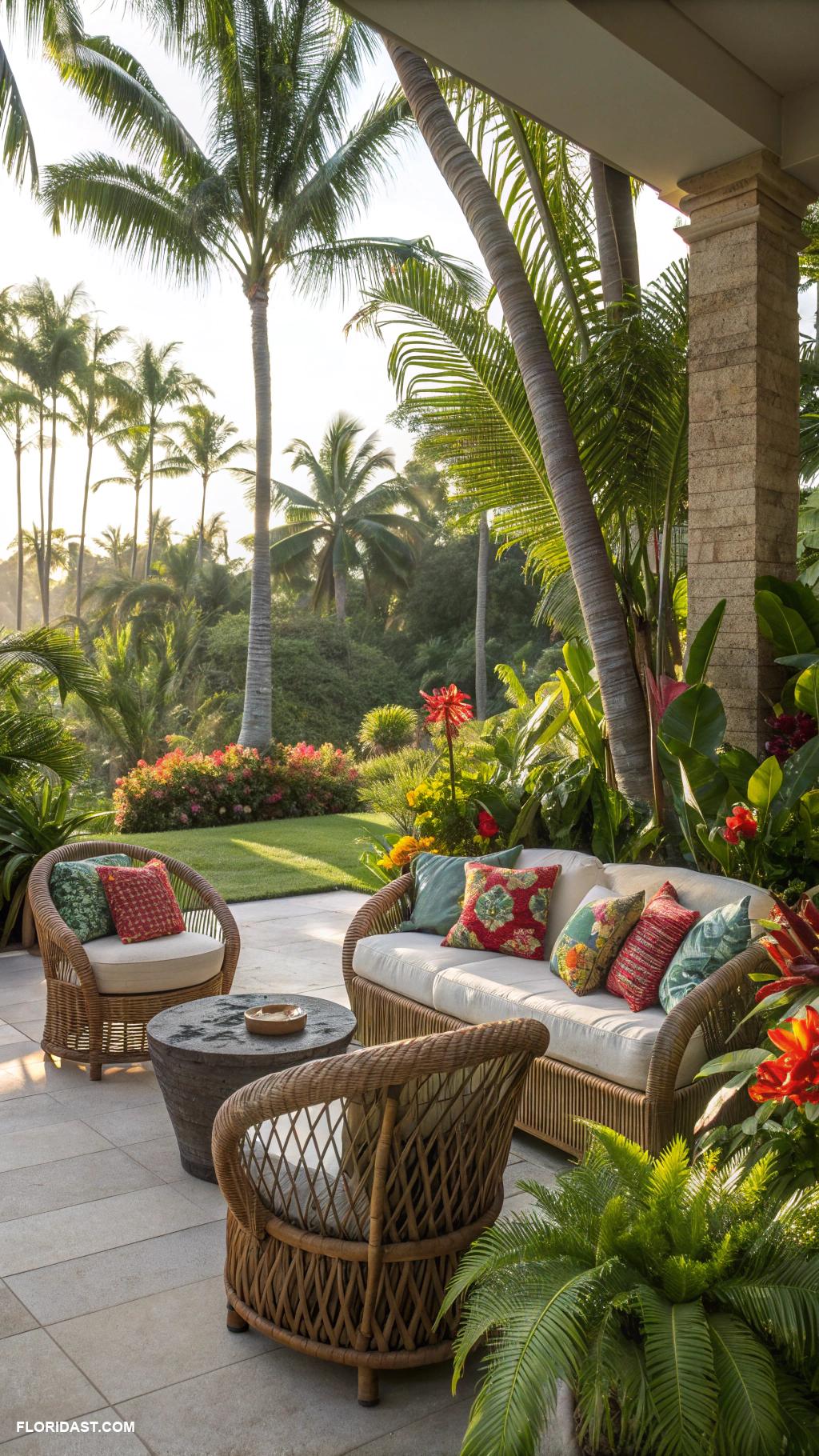 tropical patio ideas Palms and tropical plants for greenery