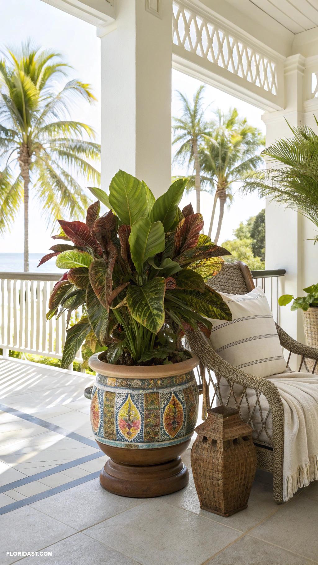 tropical porch ideas Lush potted plants for vibrant greenery