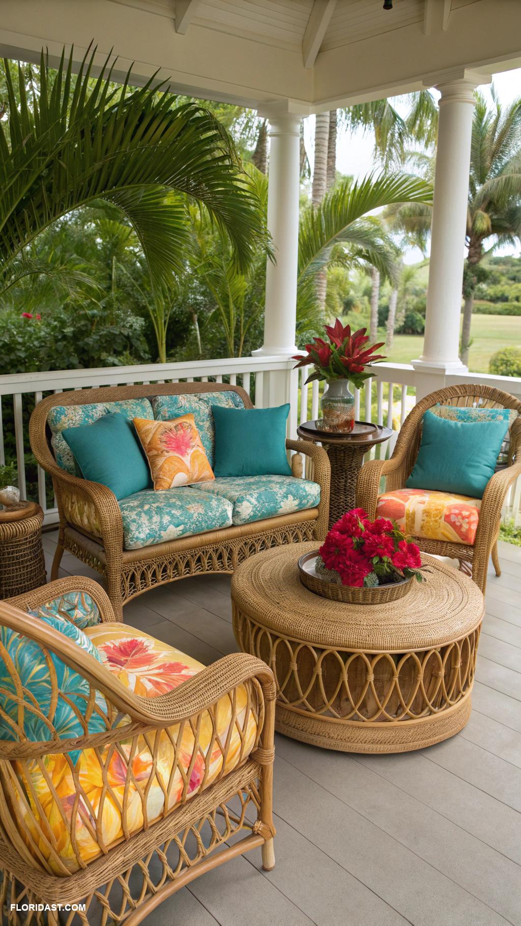 tropical porch ideas Rattan furniture for a coastal vibe