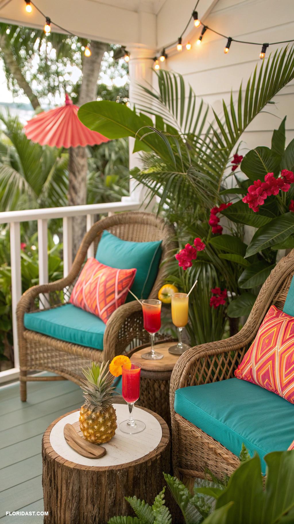 tropical porch ideas Sipping nook with tropical drinks