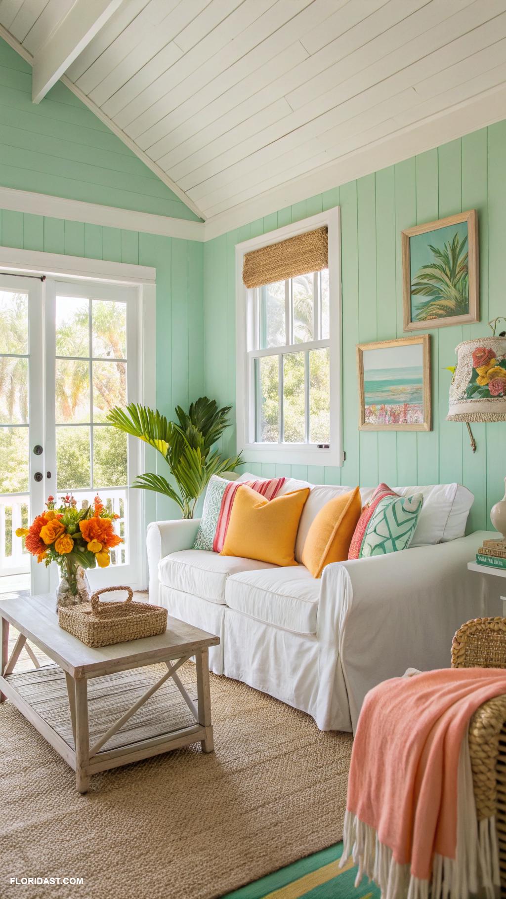 beach house interior design Bright coastal colors for a cheerful ambiance