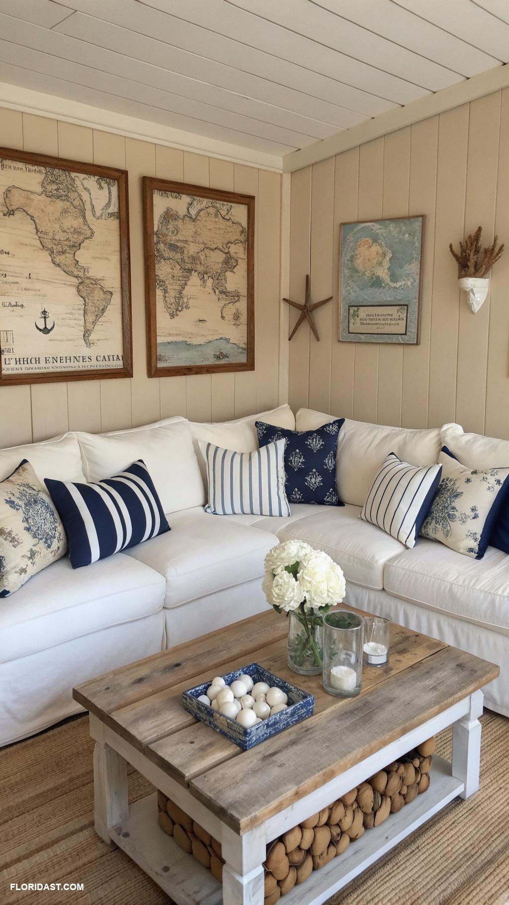 beach house interior design Nautical themed decor with anchors and ropes