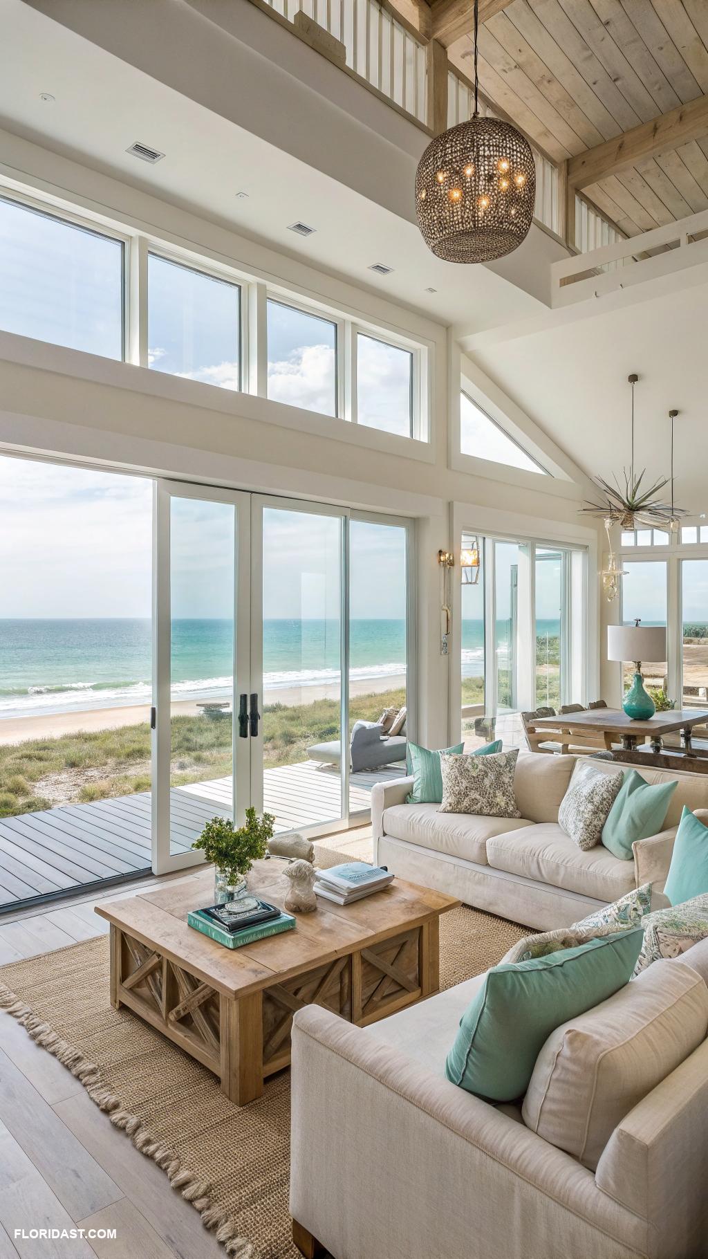 beach house interior design Open floor plan for beach views