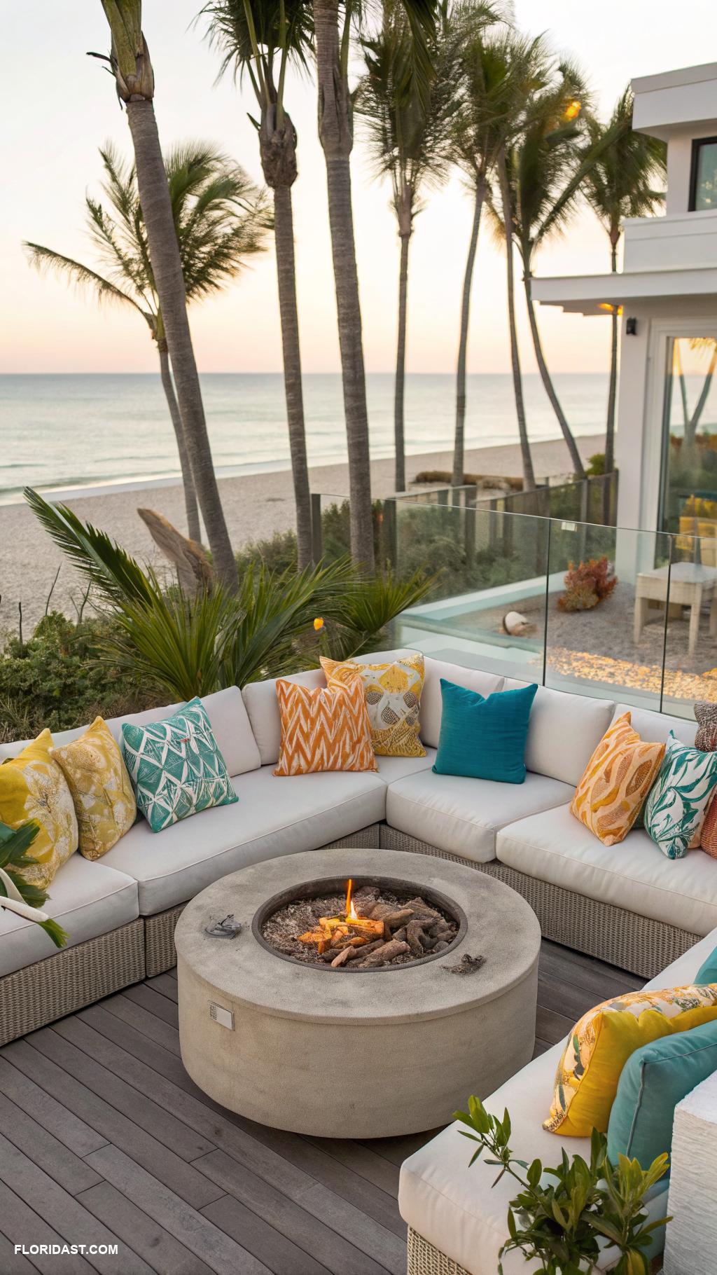 beach house interior design Outdoor seating areas with modern fire pits