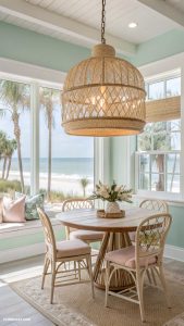 beachy dining room Hanging pendant lights for an airy ambiance
