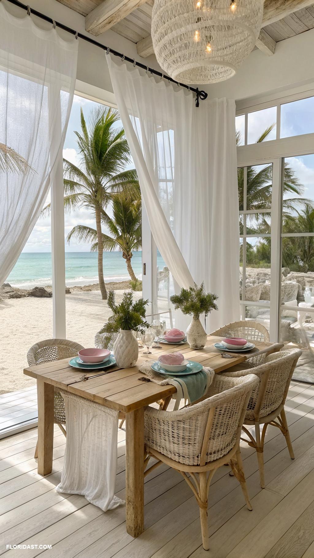 beachy dining room Light breezy curtains for natural sunlight