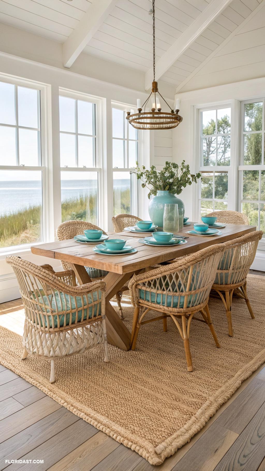 beachy dining room Natural fiber rugs to enhance beach feel