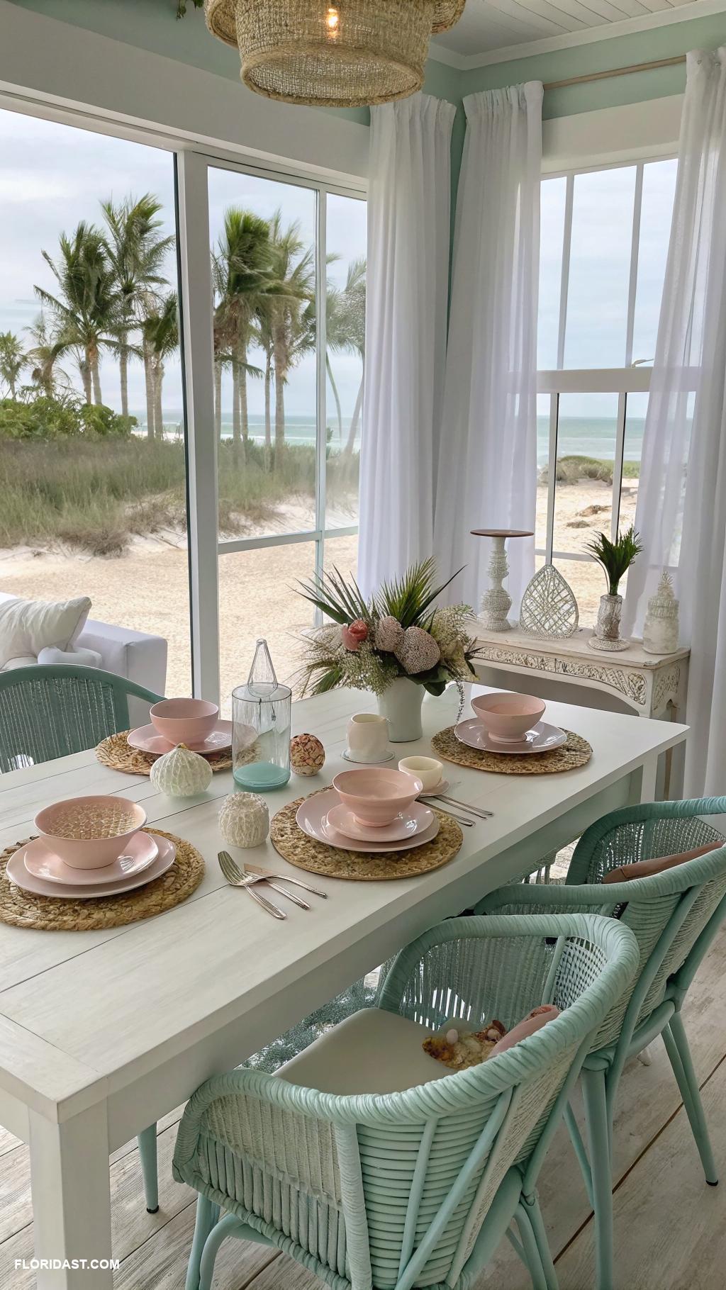 beachy dining room Whitewashed wood dining table for beachy charm