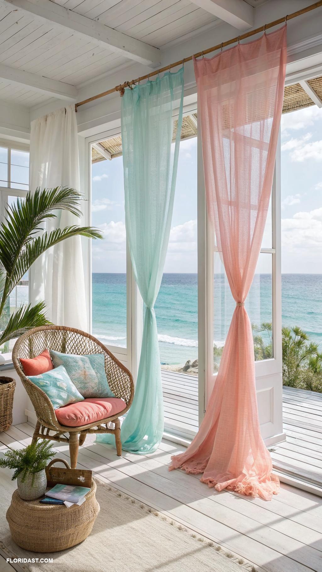 beachy room Lightweight fabrics for airy window treatments