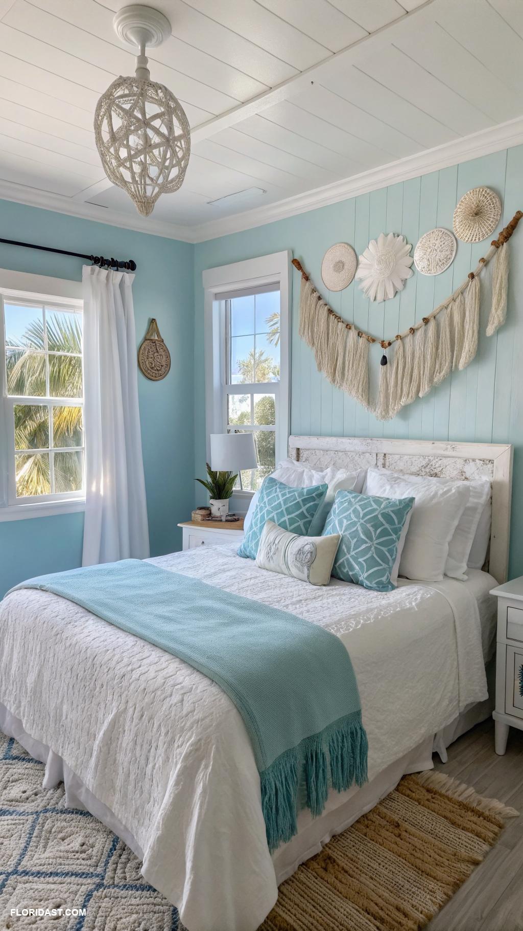 boho beachy bedroom ideas Beachy color palette in blues and whites