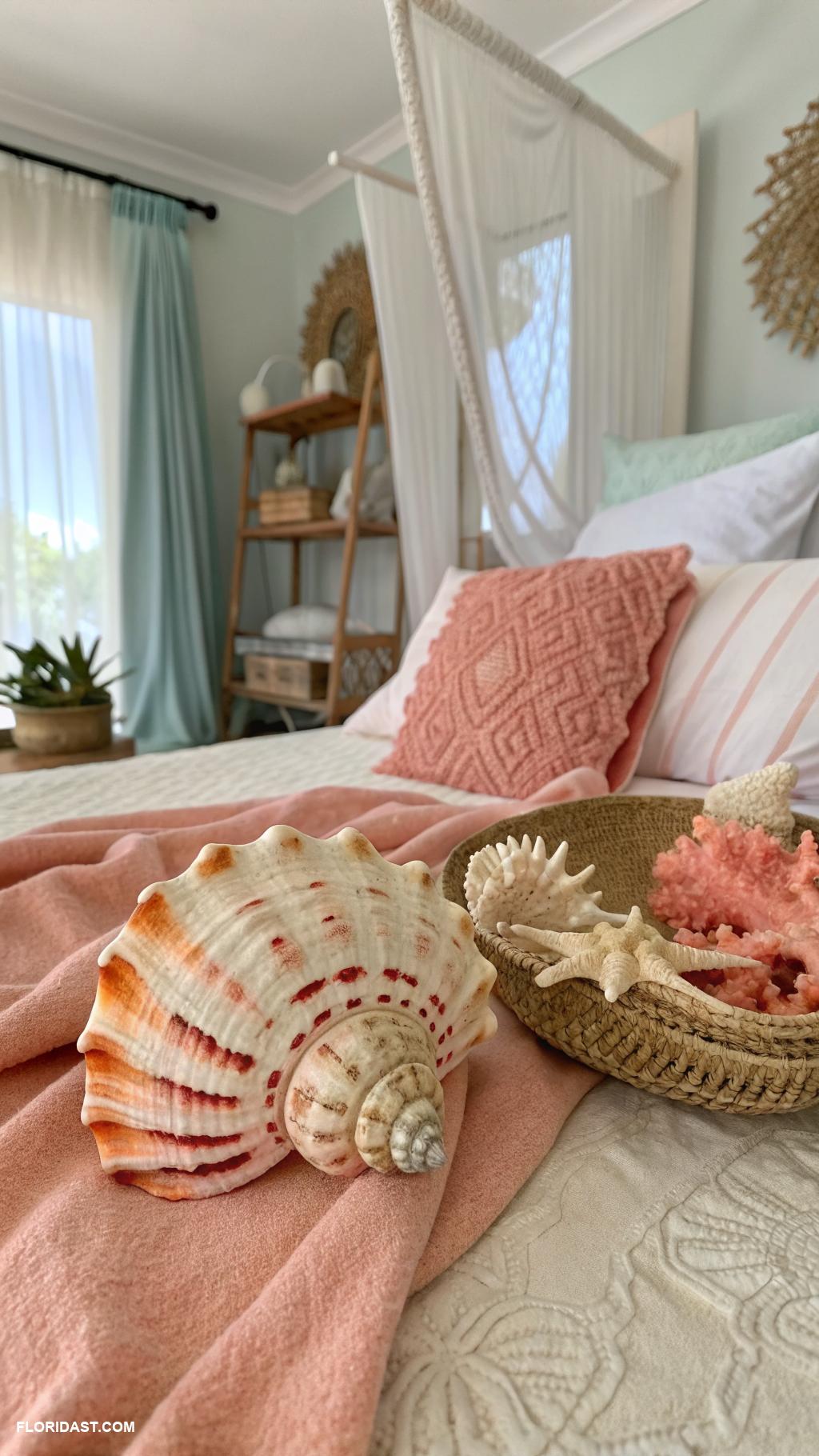 boho beachy bedroom ideas Shell and coral decor for a beachy theme