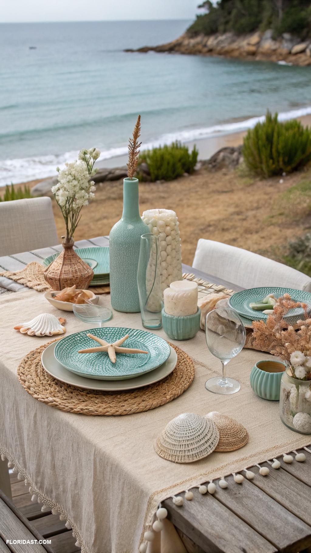 coastal boho kitchen Organic cotton table linens